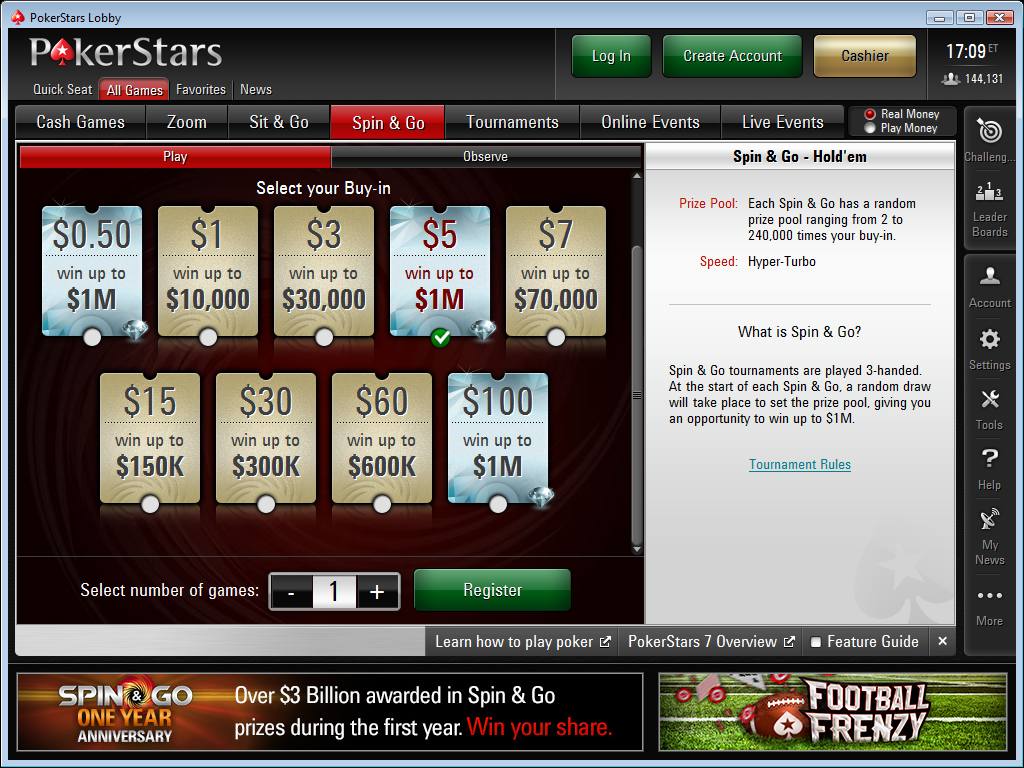 pokerstars special spin and go